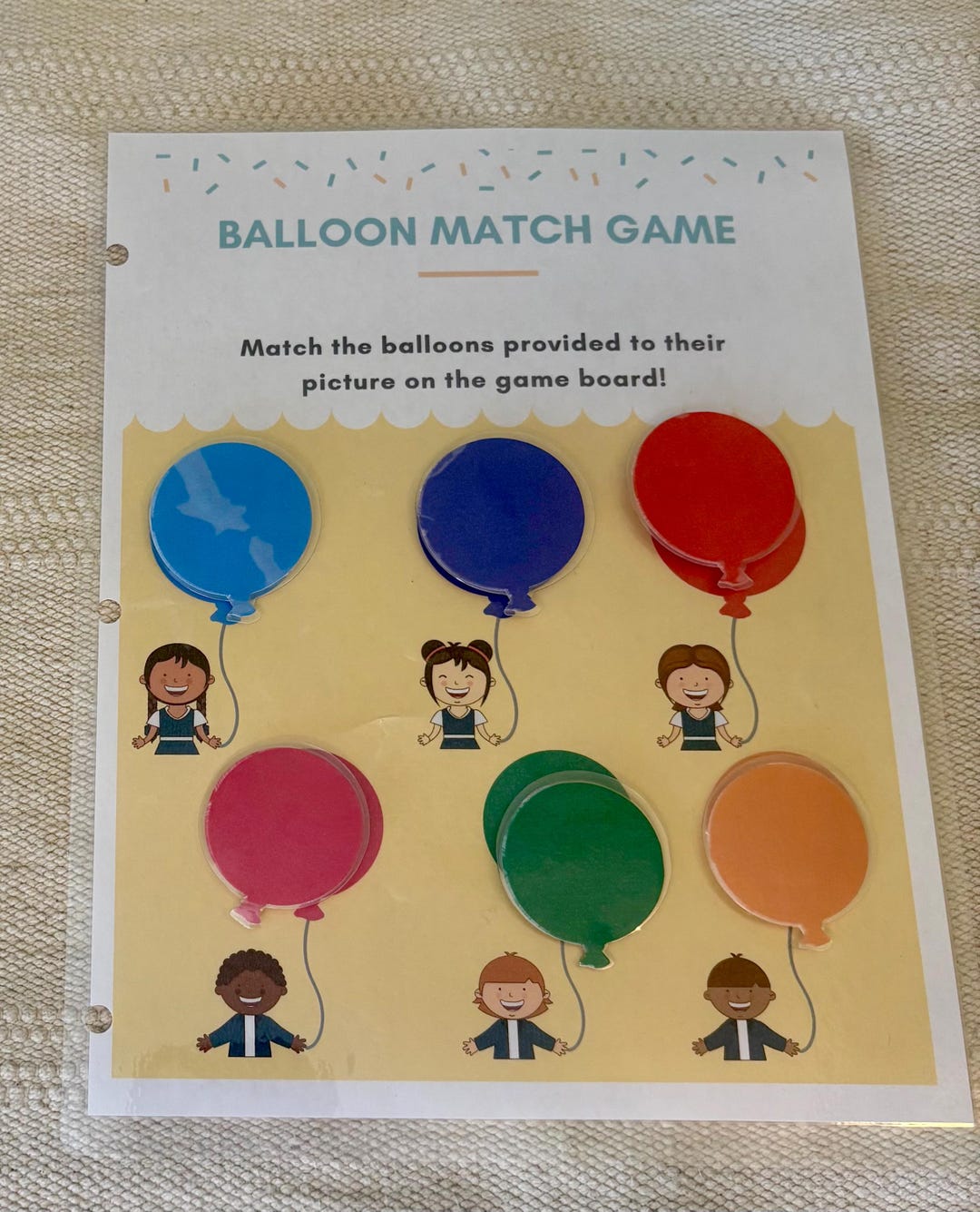 Balloon Color Matching Game, Toddler Preschool Activity (PDF Download ...