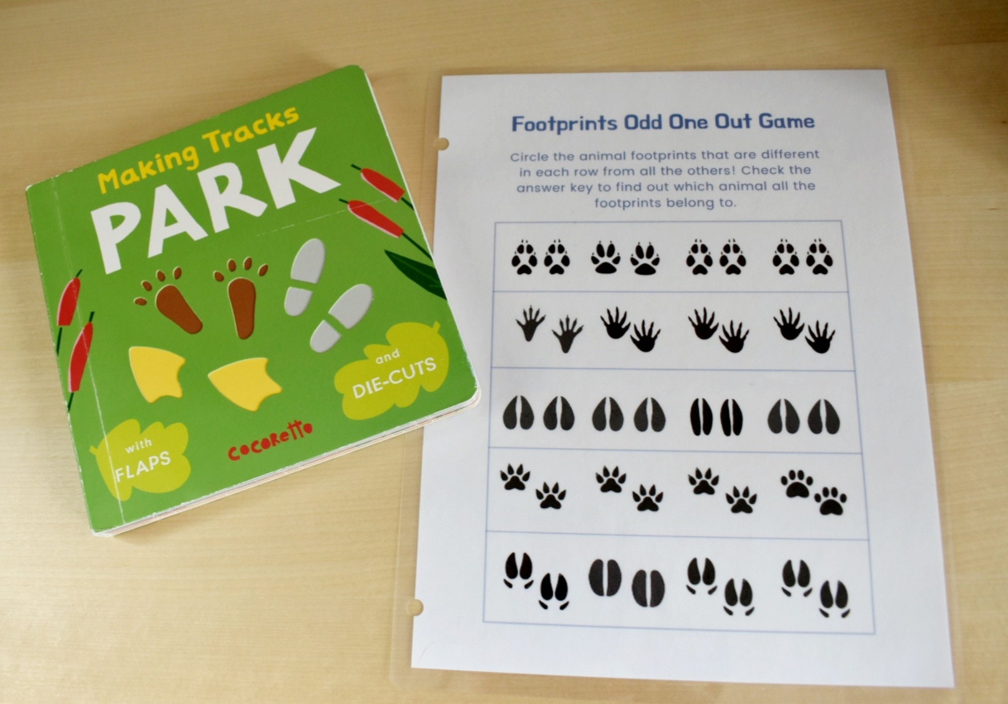 Preschool Printable Animal Footprints Game, Busy Book Page, Montessori ...