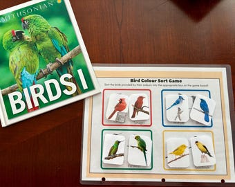 Gra w sortowanie kolorów ptaków do druku: zajęcia edukacyjne Montessori w domu (PDF)