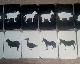 Black and White Farm Animal Baby Sensory Cards (Digital Download)