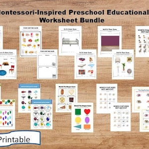 Printable Montessori-Inspired Preschool Educational Worksheet Bundle, Homeschool Resources, Busy Book