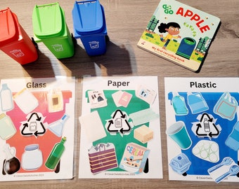 Recycling Sorting Game, Busy Book Page, Toddler Activity, Preschool Activity, Homeschool Resources, Home Learning, Unit Study, Toddler Game