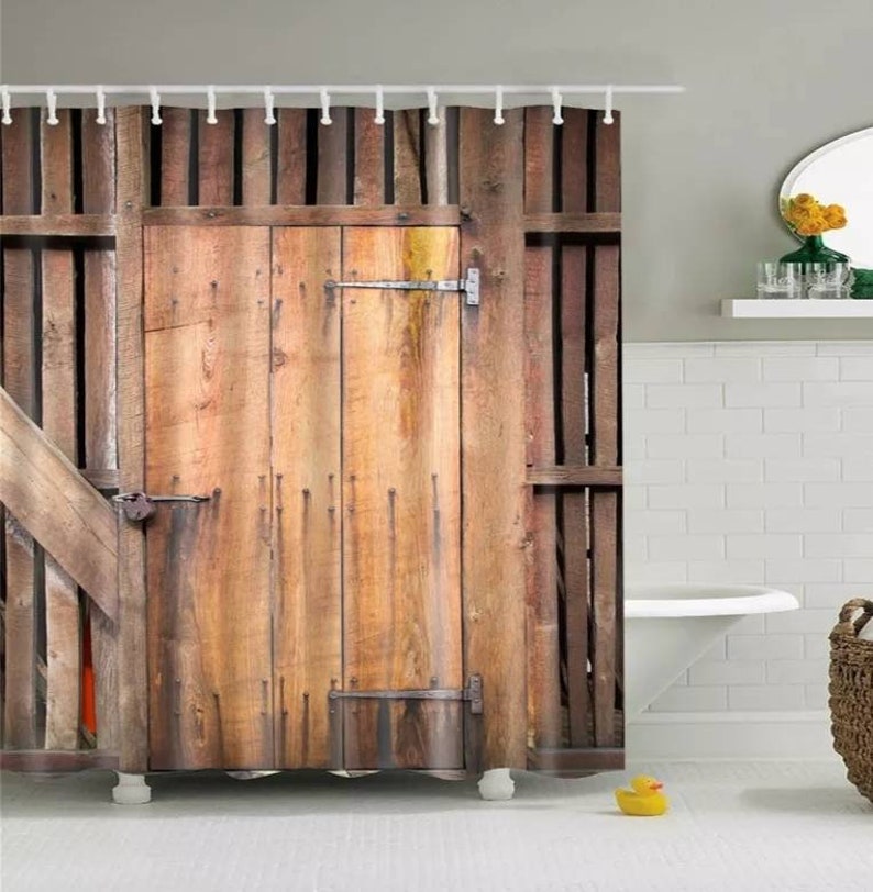 Wild West Cowboy Barn Door Shower and Bath Curtains Etsy