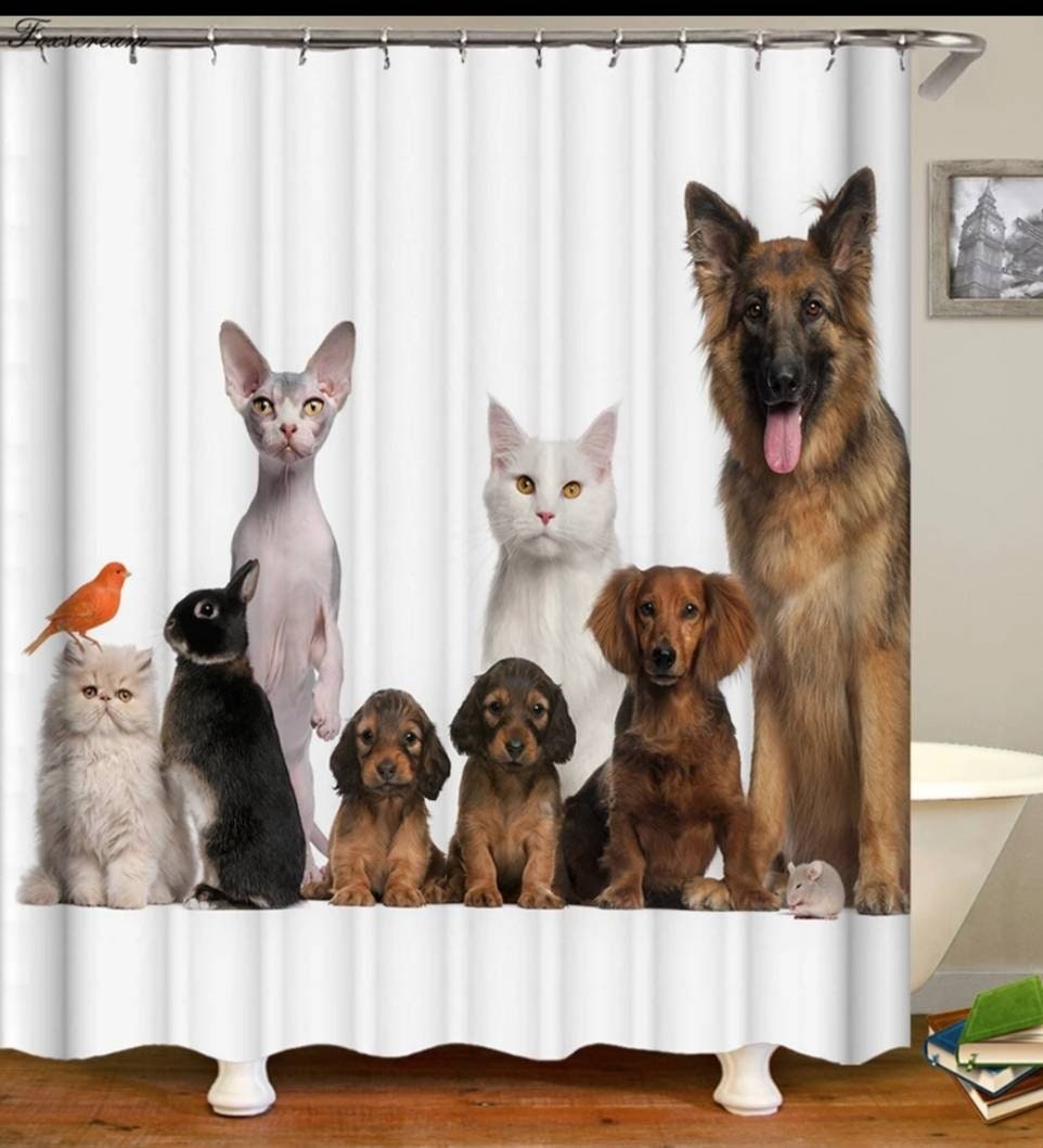 Dogs and Cats Shower and Bath Curtain Etsy