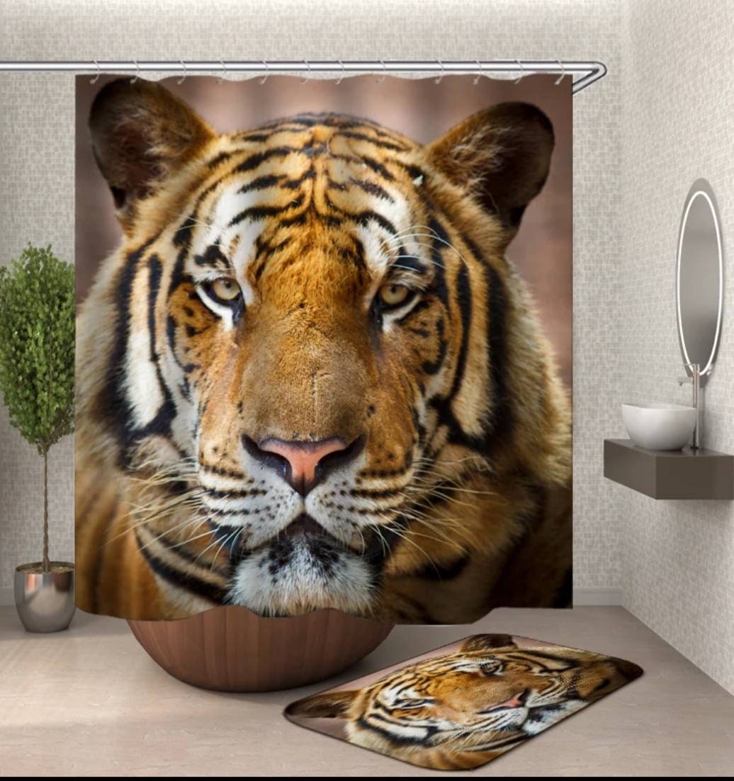 Tiger Shower Curtain et Bath Mat Set. Décoration de salle de Etsy