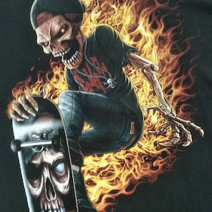 Sk8ter  Skate or Die Skateboard Skeleton  Flag Banner Wall Hanging Wall Decor