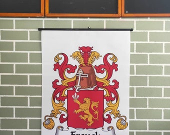 Your Own Family Crest Coat of Arms Canvas. Custom printed, Ready to Hang bracket framed Wall Hanging Wall decor