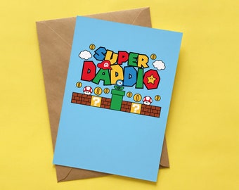 Super Daddio Fathers Day Card, Birthday Card For Dad, Fathers Day Card, Funny Card, Card For Dad, Gamer Card for Dad, Gamer Dad Card