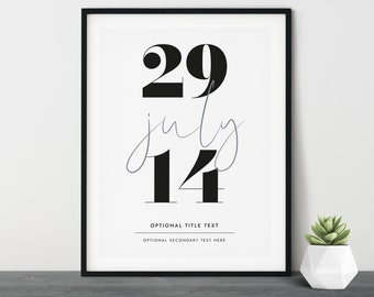 Custom Date Print, Personalised Date, Custom Date, Wedding Date Print, Anniversary Date Print, New Home Date Print, Date Wall Art, Wall Art