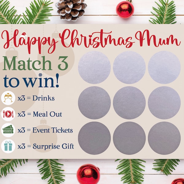 Christmas Gift for Mum, Gift for Mum, Christmas Scratch Card for Mum, Christmas Present for Mum, Last Minute Gift for Mum, Stocking Filler