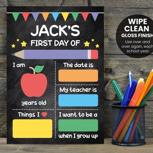 First Day of School Sign, Back to School Sign, First Day of School Board, First Day Photo Prop, Wipeable / Wipe Clean Print, Photo Keepsake