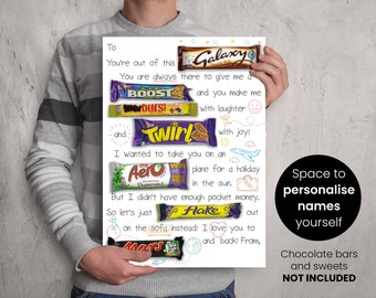 Birthday Present for Dad, Birthday Gift for Dad, Fathers Day Gift, Fathers Day Present, Candygram, Chocolate Gift for Dad - PRINT YOURSELF