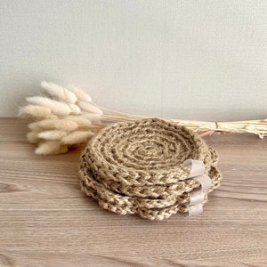 Jute crochet coasters | Handmade mug mats | Simple round jute coasters