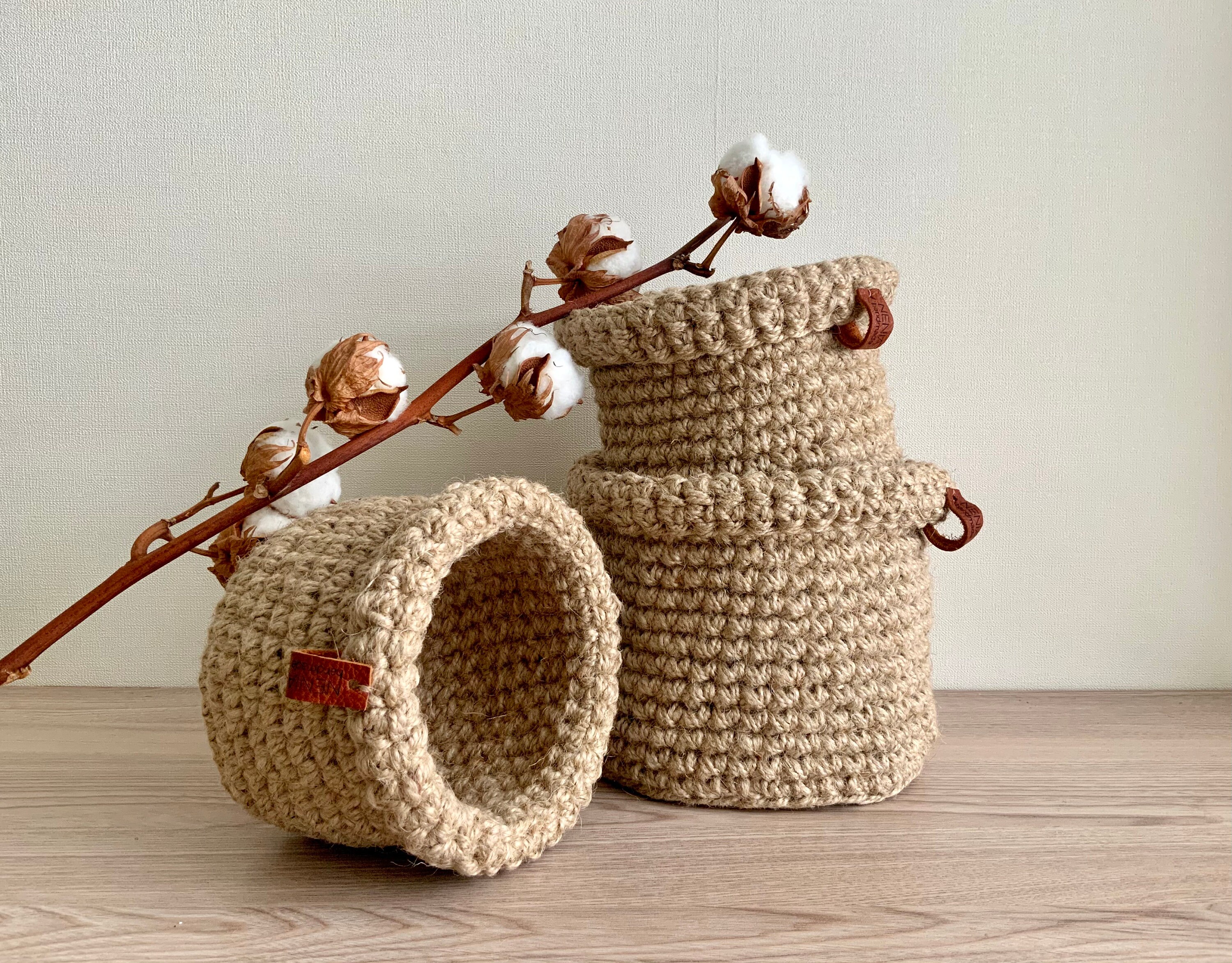 かぎ針編み収納バスケット | 編みかご | 新築祝いギフトバスケット