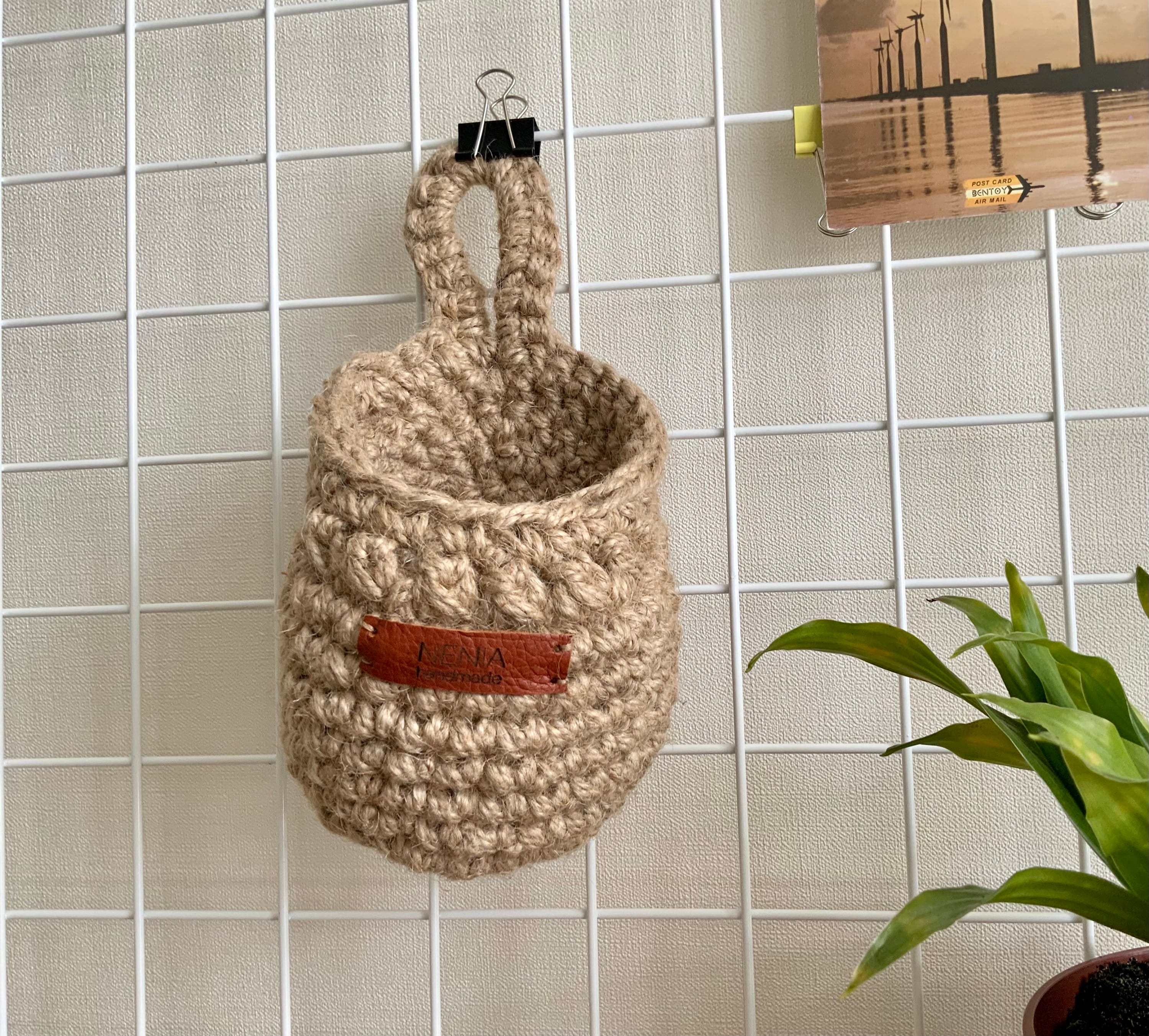 Crochet hanging basket Hanging wall basket for kitchen Etsy
