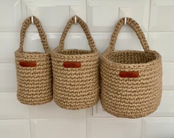 Crochet hanging baskets | Kitchen storage hanging baskets | Bathroom organizer