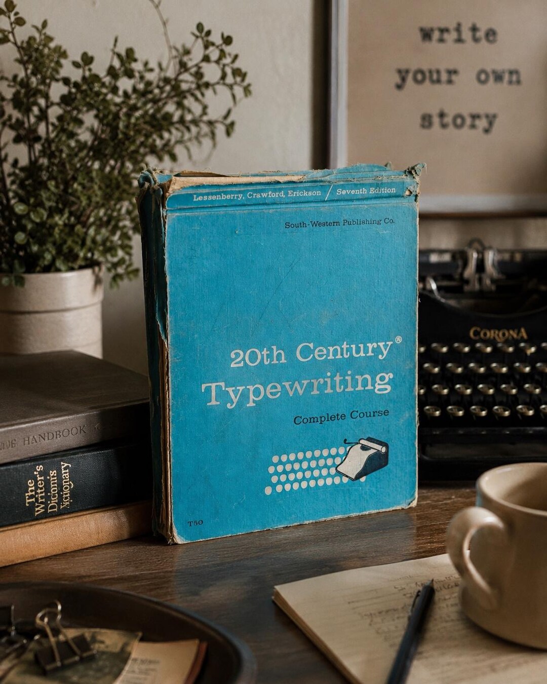 Type Writing Textbook Vintage Typewriting Course Book | Mid Century Aqua Blue Textbook - Etsy