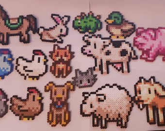 Stardew Valley Perler Beads/ Chicken/ Cow/ Goat/ Pig/ Sheep/ Rabbit/ Duck/Horse/Dinosaur/ Stardew Valley Farm Animals/Stardew Valley Animals