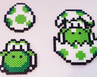 Yoshi Perler Beads | Yoshi 8-bit | Yoshi Egg |Yoshi Face | Yoshi in Egg | Gamer | Gamer Gifts
