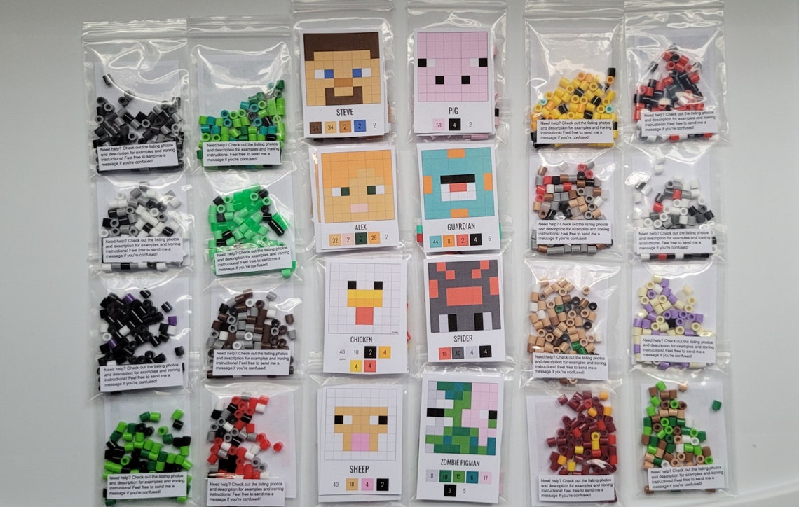 Minecraft Perler Bead DIY Kits | Minecraft DIY Party Favors | Minecraft ...