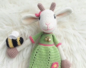 Gertie Goat et Hennie Hommel, motif au crochet, motif de chèvre amigurumi, motif au crochet