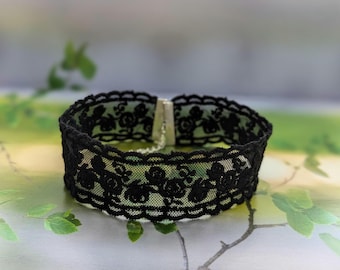 Black Rose Extra Wide Lace Choker Necklace