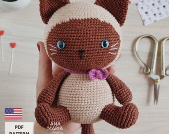 Crochet Amigurumi Pattern Siamese Cat Kitty Mel