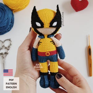 Patrón de crochet amigurumi de Wolverine X-Men Logan en PDF