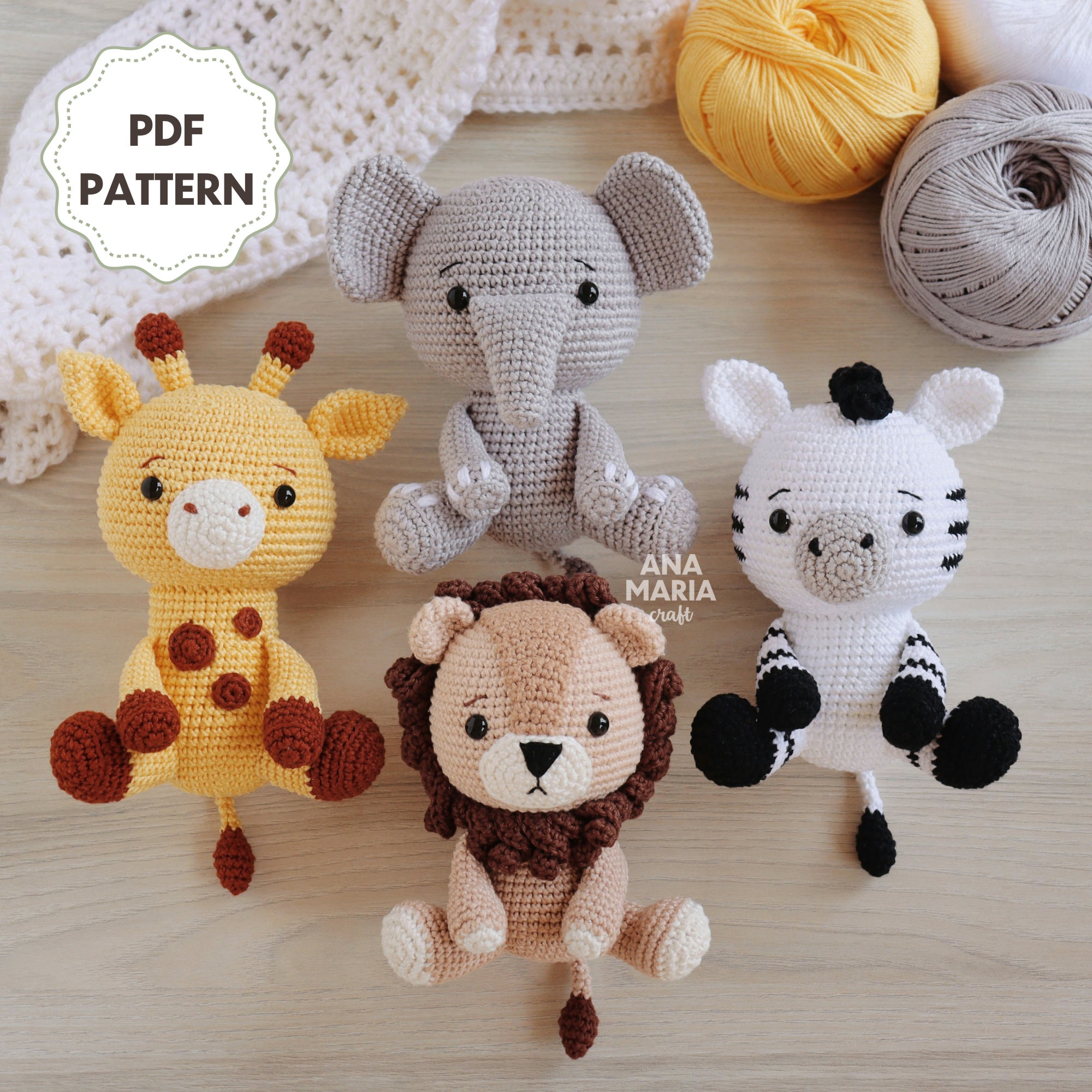 Crochet Animal Pattern, Cute Tiger and Panda Crochet Toy, Set of 2 Crochet  Toy Patterns, Amigurumi Toy PDF Pattern in Eng, Safari Animals 