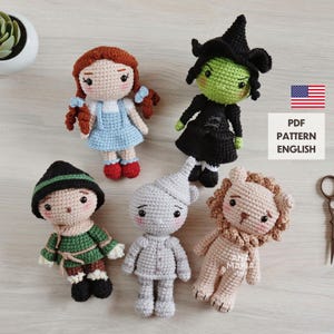 E-book Crochet Pattern Amigurumi Pack The Wizard of Oz -  Dorothy, Scarecrow, Tin Man, Lion and Wicked Witch -  PDF