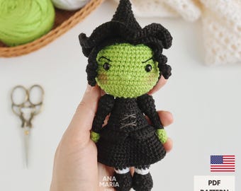 Patrón de amigurumi a crochet - La bruja malvada Elphaba - El mago de Oz