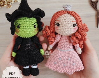 E-book Crochet Pattern Amigurumi Pack The Wizard of Oz -  The Good Witch and The Wicked Witch - Elphaba and Glinda -  PDF (English)