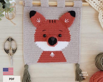 Crochet Amigurumi Pattern Maned Wolf Fox Wall Hanging Panel Flag Tapestry