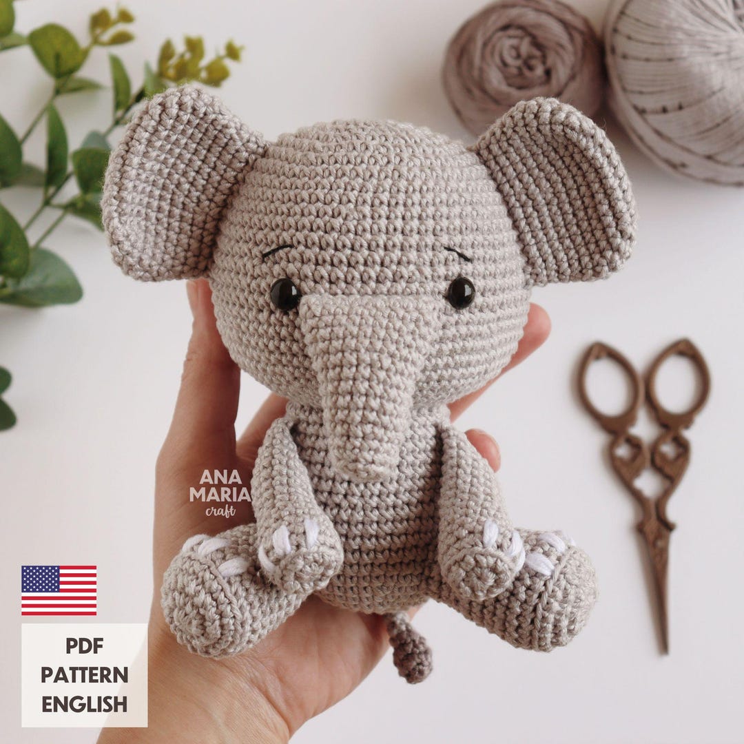 Crochet Amigurumi Pattern Ellie the Elephant Safari Savannah PDF - Etsy