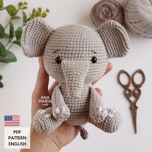 E-book Crochet Pattern Amigurumi Ellie the Elephant Safari Savannah PDF