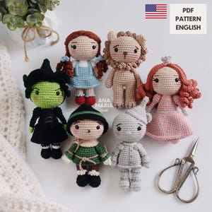 オズの魔法使いのあみぐるみパターン集（PDF） – ドロシー、かかし、ブリキの木こり、ライオン、悪い魔女、良い魔女