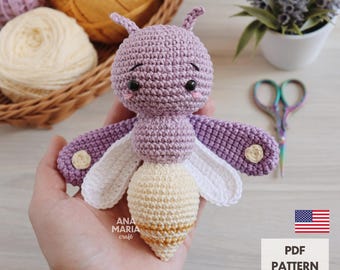 Crochet Amigurumi Pattern Luma the Firefly Rattle Keychain