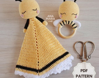 E-book Crochet Pattern Amigurumi Baby Lovey Blanket and Rattle Melissa the Bee PDF (English)