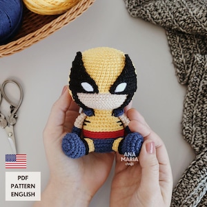 Patrón de amigurumi a crochet - Mini Wolverine X-Men Logan - PDF