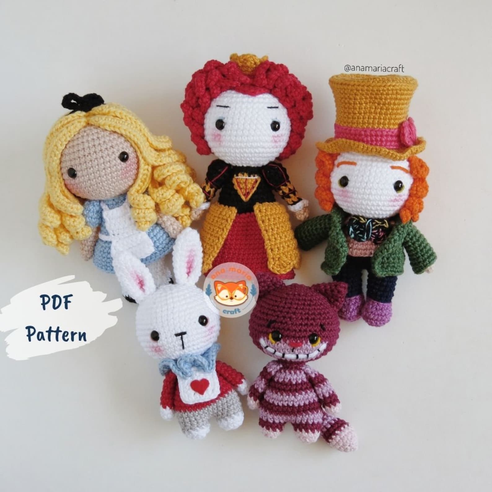 Crochet Pattern Amigurumi PDF Pack Alice in Wonderland Alice Etsy