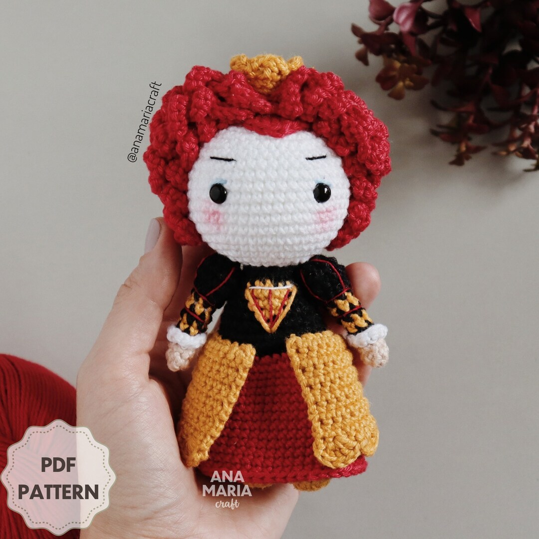 Ebook Crochet Pattern Amigurumi Queen of Hearts Red Queen Etsy