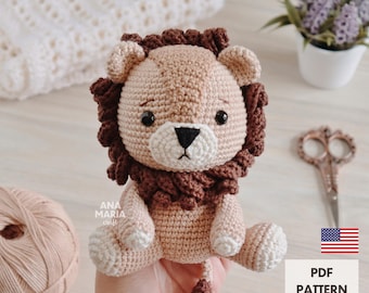 E-book Crochet Pattern Amigurumi Lion Leon Safari Savannah PDF