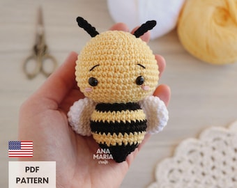 E-book Crochet Pattern Amigurumi Little Bee Melissa keychain PDF