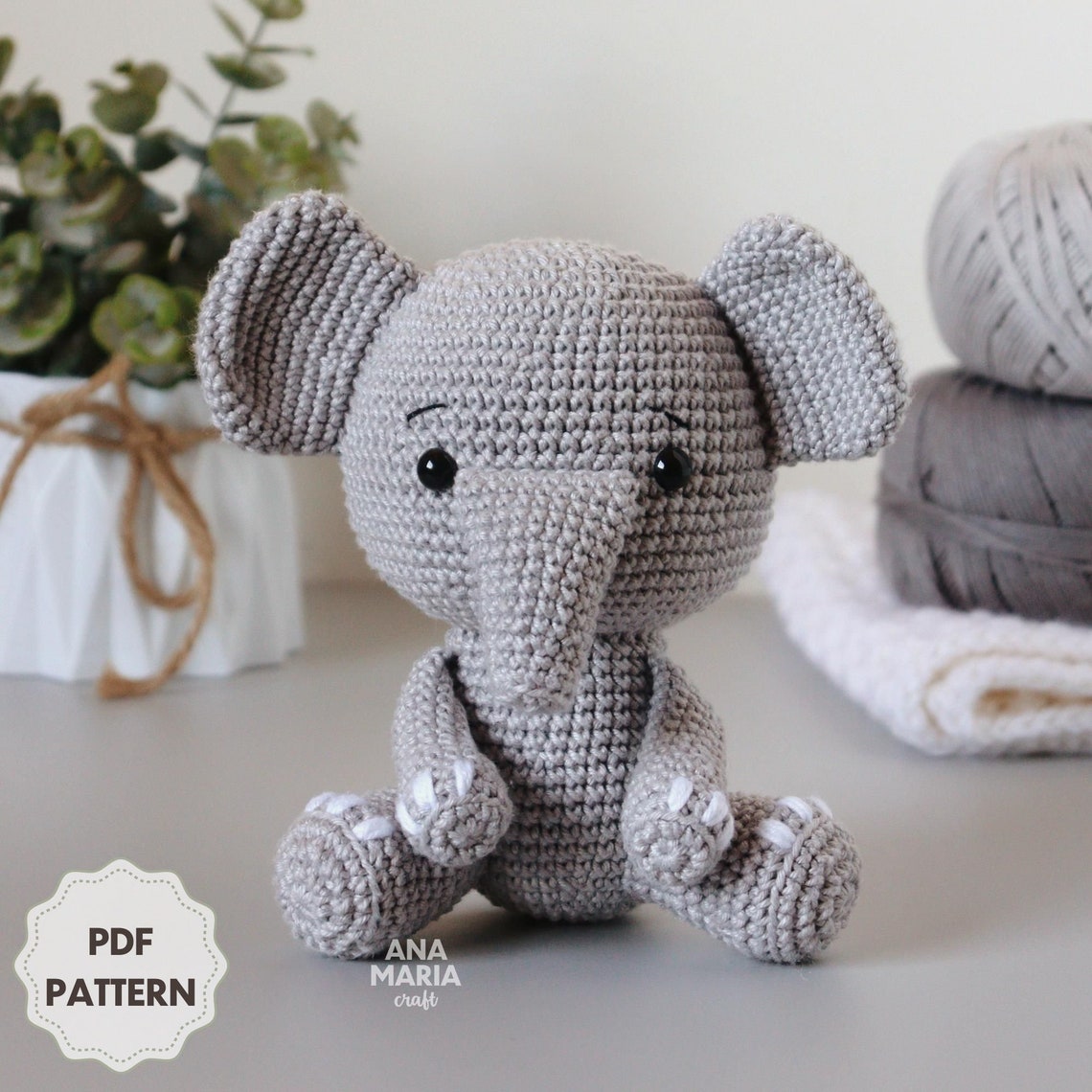 Crochet Amigurumi Pattern Ellie the Elephant Safari Savannah PDF - Etsy
