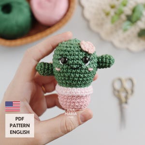 E-book Crochet Pattern Amigurumi Mini Cactus Keychain PDF
