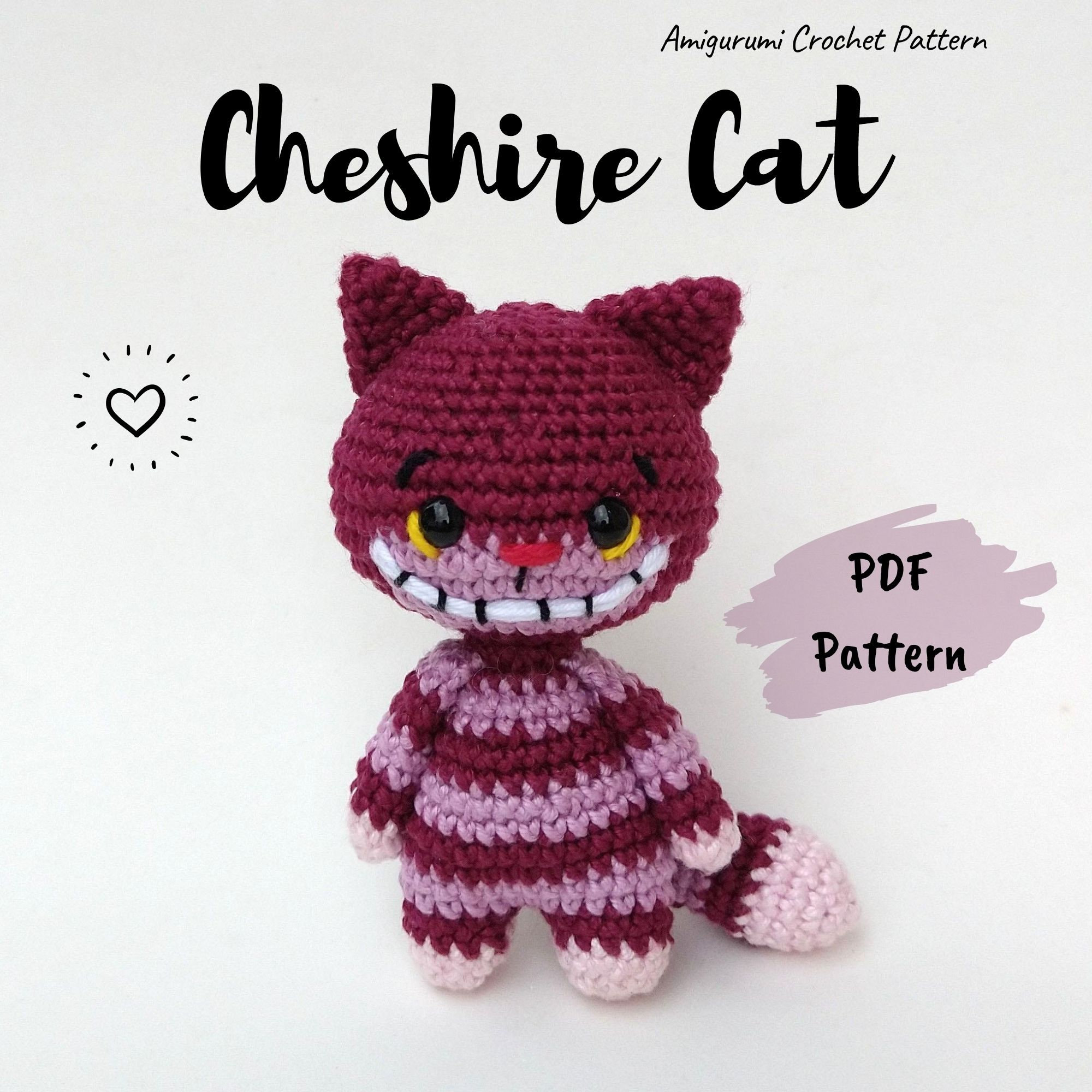 Crochet Pattern Amigurumi Cheshire Cat Alice in Wonderland PDF | Etsy