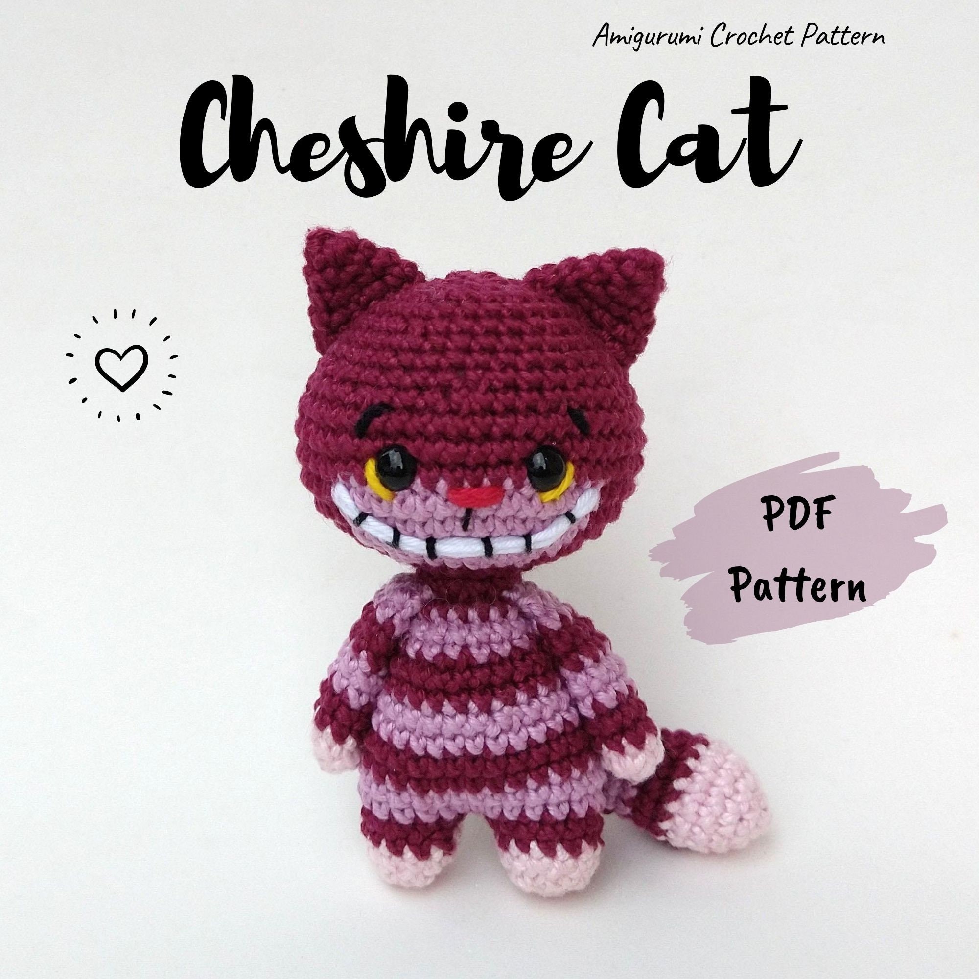 Crochet Pattern Amigurumi Cheshire Cat Alice in Wonderland PDF Etsy