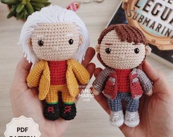 E-book Crochet Pattern Amigurumi PDF Pack Marty McFly and Doc Emmett Brown Back to the Future PDF (English)