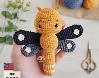 Crochet Amigurumi Pattern Bel the Dragonfly Rattle Keychain
