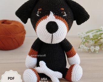 E-book Crochet Pattern Amigurumi Dog Puppy Bernese Bruce PDF (English)